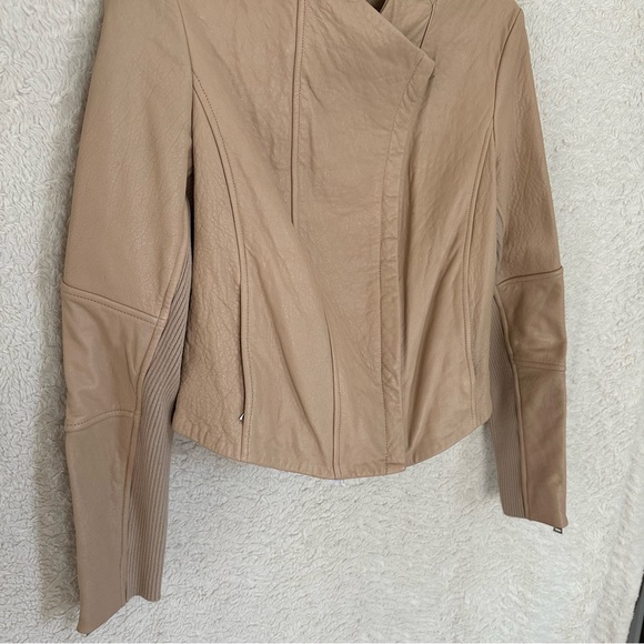 Vince Lamb Leather Asymmetrical Biker Moto Zip Ribbed Jacket (Medium) - Picture 4 of 15